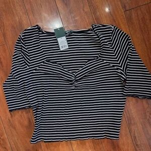 Womans Wild Fable Black and White Striped Crop Top - XL NWT!!